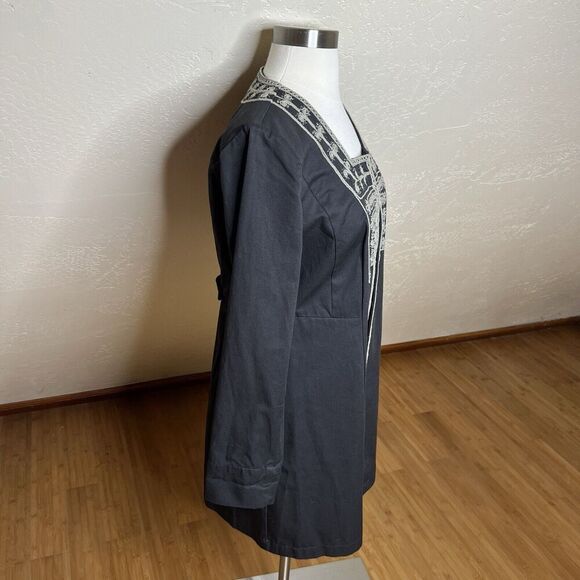 Cabi Jacket Womens 4 Charcoal Turkish Delight Embroidered Beaded Military - Picture 7 of 10